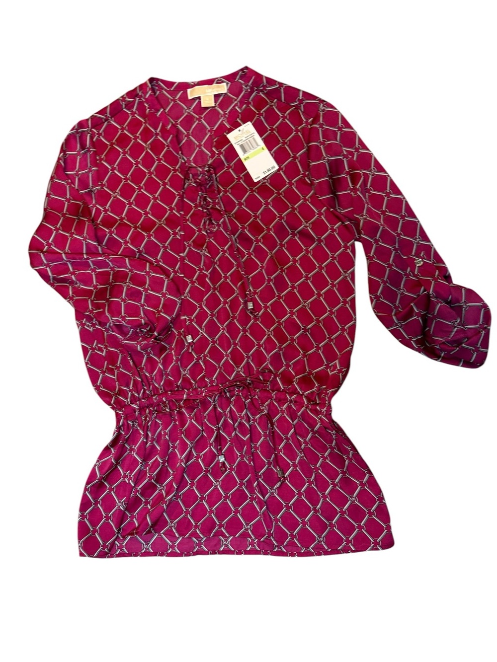 Michael Kors Magenta Geometric Print Peasant Tunic